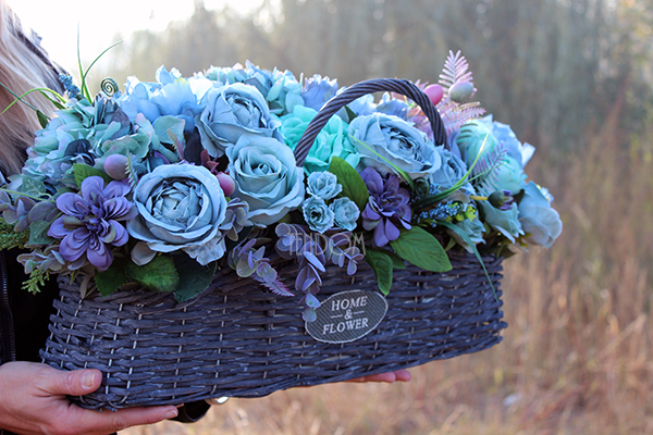 podłużny kosz w niebieskiej tonacji Theresa Big 30x73cm