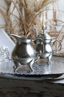 cynowany komplet do kawy Tivoli (mlecznik, cukiernica, łyżeczka) 