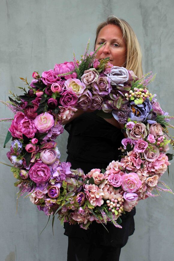 Bella Jesienna, kwiatowy wianek na drzwi, śr.55cm  