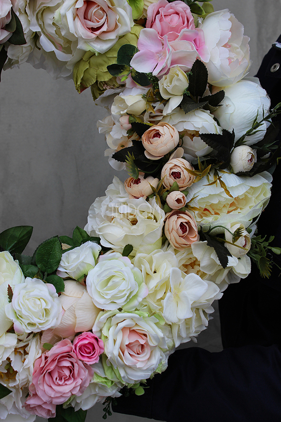 Caryca Katarzyna Green&Pink, wieniec na drzwi, śr.56cm