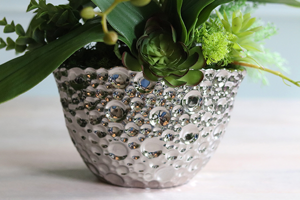 Kellona Cambra, biały storczyk w srebrnej donicy, wys.59cm