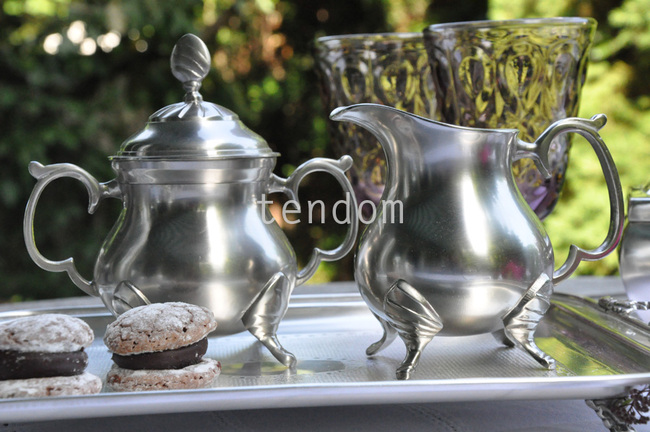 cynowany komplet do kawy Tivoli (mlecznik, cukiernica, łyżeczka) 