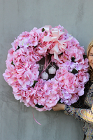 Bladoróżowa Hortensja 2 wianek na drzwi, śr.60cm  