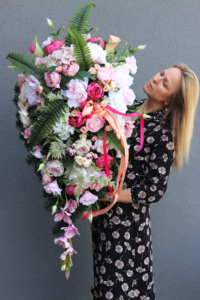 Mellona, duża dekoracja / wiązanka nagrobna, dł.110cm 