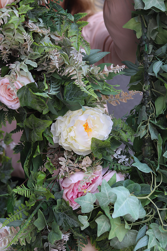 girlanda z wysokiej jakości sztucznych kwiatów, Eligia Grey, dł.100cm