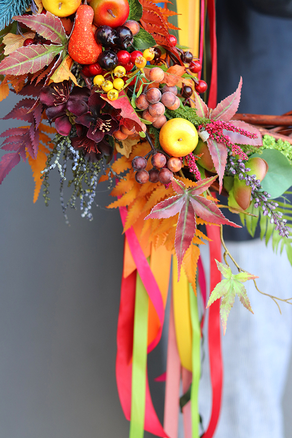 asymetryczny jesienny wianek, Jesienne Zorze, śr.47cm  