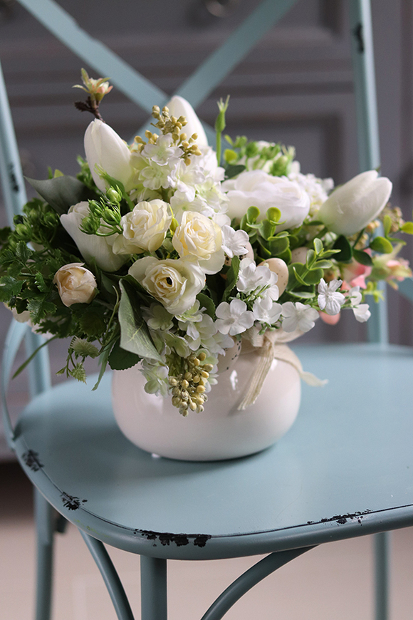 Deluni Ecru, kompozycja wielkanocna z kokardką, wys.20cm