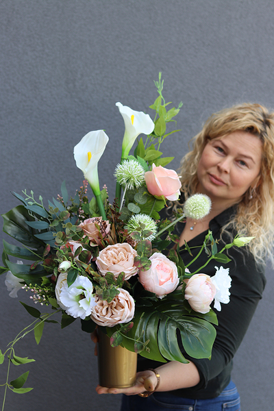 Maria Beige, komplet kompozycji nagrobnych, bukiet + kompozycja