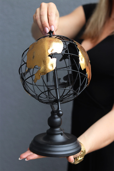 Dionis, metalowy globus, wys.32cm