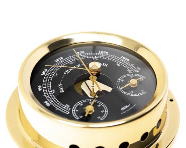 Goldensea Black, marynistyczna stacja pogody, mosiądz, śr.12,5cm