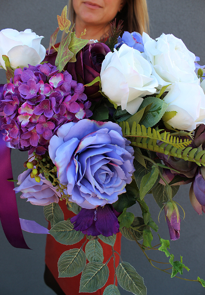 Violet Cleo, bukiet / wiązanka nagrobna w fiolecie, dł.80cm 