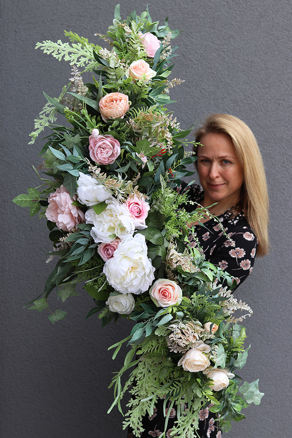 girlanda z wysokiej jakości białych i różowych kwiatów, Eligia Renoma, dł.100cm