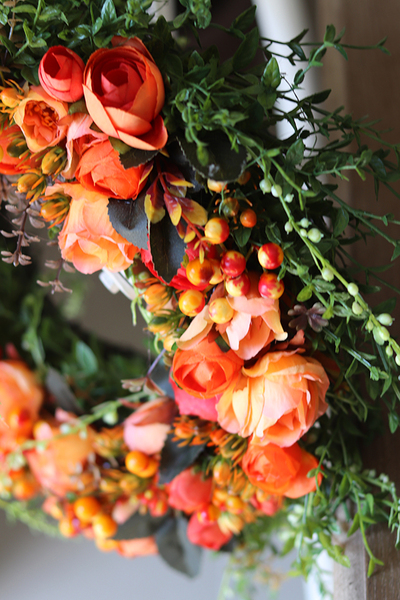 dekoracyjny wianek na drzwi, Orange Time, śr.35cm