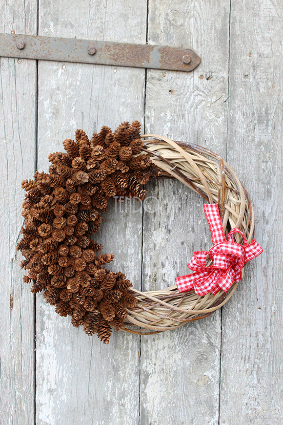 Dekoracje Zimowe wianek / stroik dekoracyjny, szer.40cm