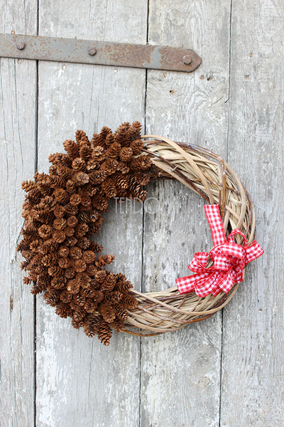 Dekoracje Zimowe wianek / stroik dekoracyjny, szer.40cm