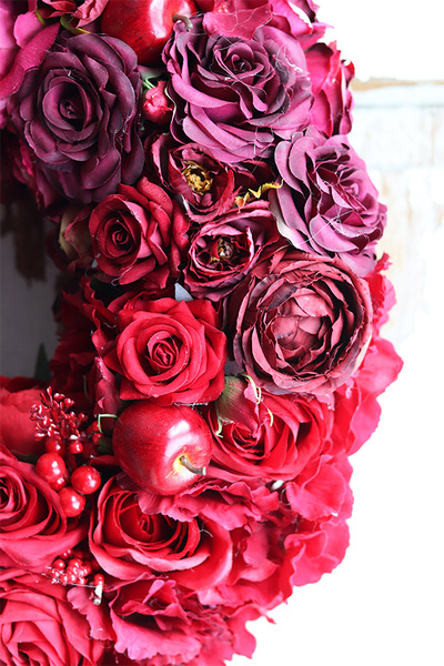 czerwono - bordowy wianek Czerwień, śr.43cm 