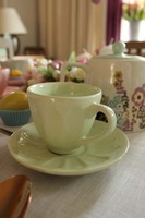 OD RĘKI Les Pastels, zielona filiżanka ze spodkiem, 6szt. poj.165ml