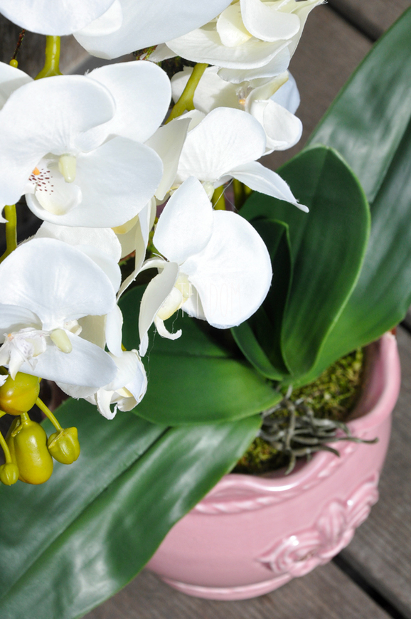 sztuczny storczyk Tenesse Pink w kolorze naturalnej bieli, wys. ok. 66cm