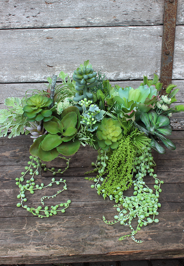 Anya 3, piękna kompozycja Sukulenty w lustrzanej donicy, wys.34cm