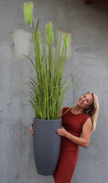 Bellano, wieczne trawy w donicy fiberglass, wym.180cm 