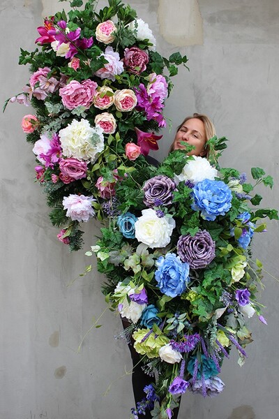 dekoracja / wiązanka nagrobna XL Niebieska, dł.100cm