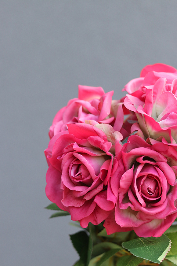 bukiet Premium, róże jak żywe, różowe, 6szt, dł.70cm