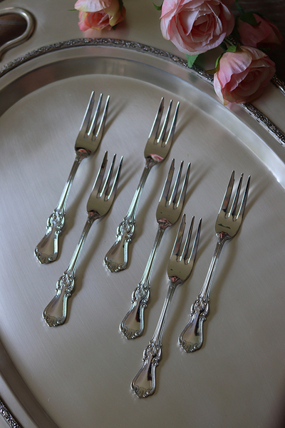 Basita, komplet posrebrzanych widelczyków do ciasta, dł.14cm, kpl.6szt