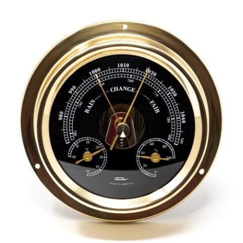 Goldensea Black, marynistyczna stacja pogody, mosiądz, śr.12,5cm