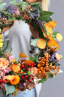 jesienny wianek ze słonecznikiem, Słońce w Lesie, śr.45cm 