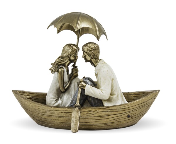 dekoracyjna figurka, Zakochani na Łódce, wym.13x22.5x17cm