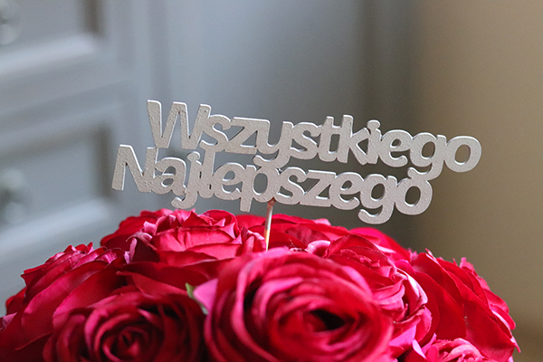 BestWishes, napis - życzenia do kompozycji, Wszystkiego Najlepszego, wym.5x17cm