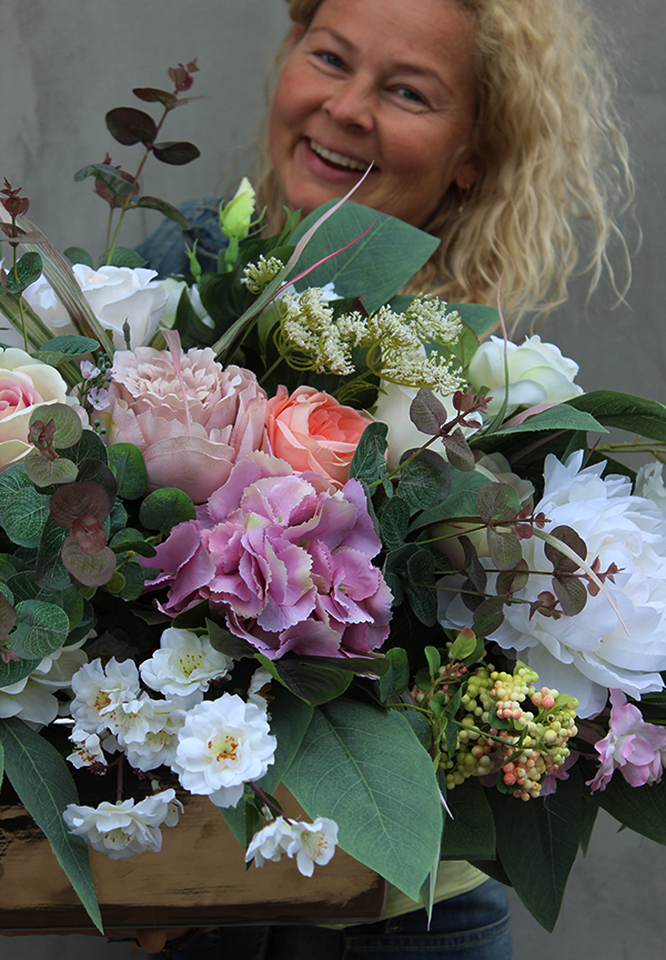 duża dekoracja / wiązanka nagrobna w donicy, Pallena, dł.95cm