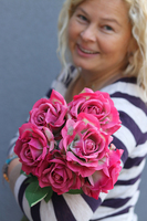 bukiet Premium, róże jak żywe, różowe, 6szt, dł.70cm
