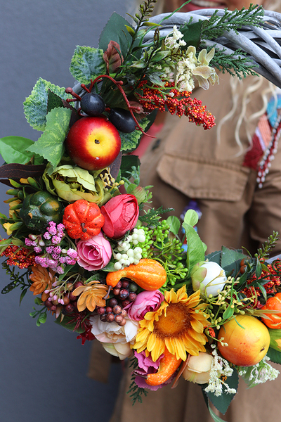 efektowny wianek z owocami, Otoczeni Jesienią, śr.36cm  
