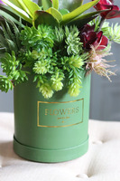 Alberto, flowerbox z sukulentów w zielonym pudełku, wys.36cm