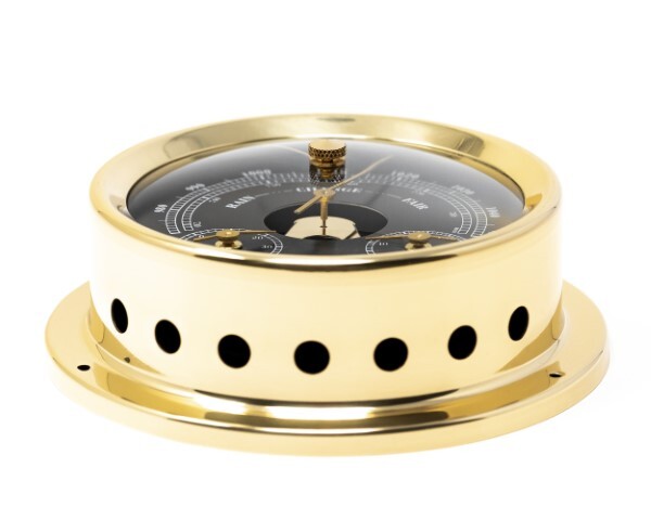 Goldensea Black, marynistyczna stacja pogody, mosiądz, śr.12,5cm