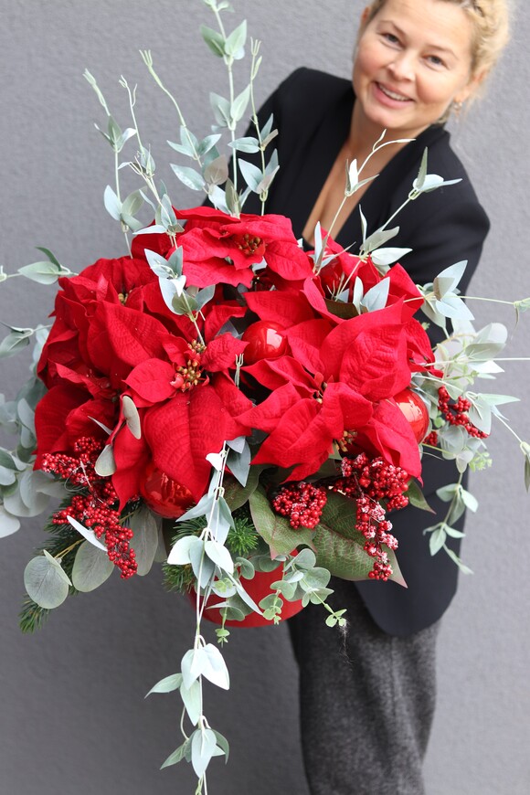 Gwiazda Betlejemska Red in Red, świąteczna kompozycja, wys.48cm