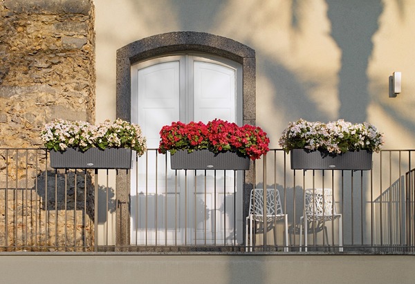 Balconera Cottage, elegancka donica z nawadnianiem, szara, dł.50cm
