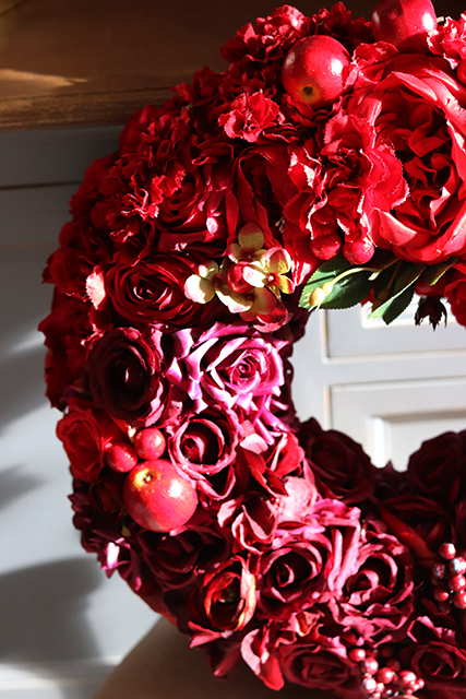 czerwono - bordowy wianek Czerwień, śr.43cm 