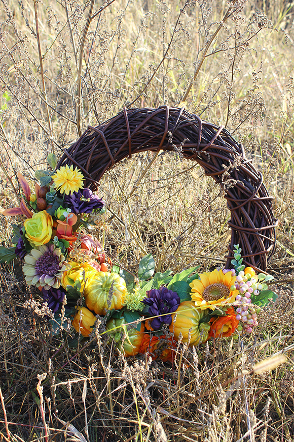 Jesienne Dynie cudowny wianek na drzwi, śr.50cm