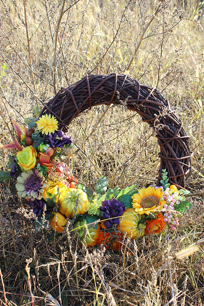 Jesienne Dynie cudowny wianek na drzwi, śr.50cm