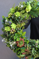 prześliczny wianek na drzwi Sukulenty, śr.40cm