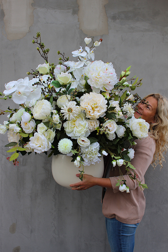 Florencja Biel kompozycja kwiatowa / bukiet, wys.100xśr.85cm 