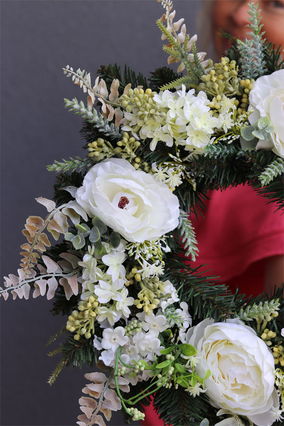 Dacja, wysokiej jakości wianek ze sztucznych roślin, śr.40cm