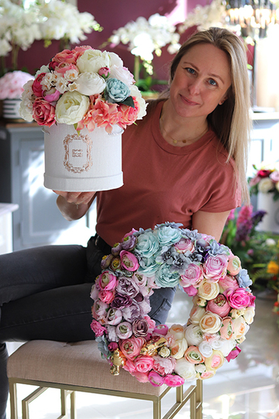Bella Beauty, zestaw dekoracji kwiatowych, flowerbox & wianek