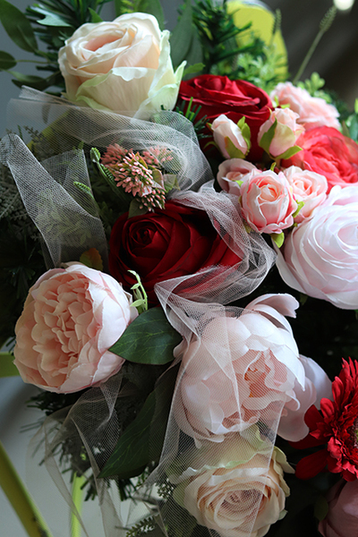 dekoracja / wiązanka nagrobna Red Spring, dł.55cm