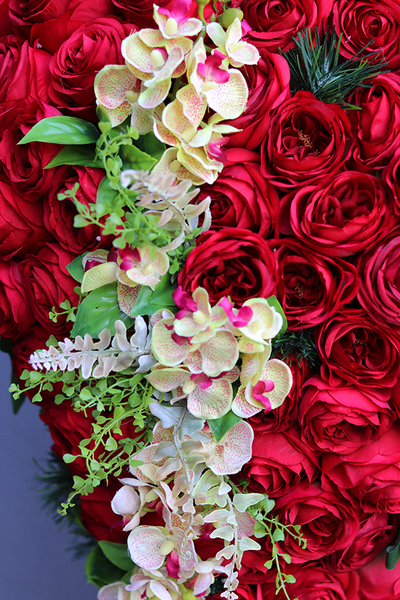 duża kompozycja / wiązanka nagrobna, Różane Serce, dł.100cm