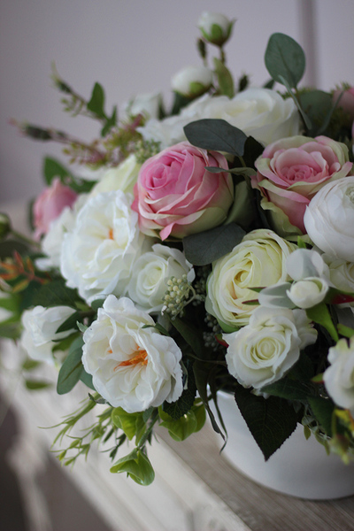 Trulla, kompozycja kwiatowa / bukiet w donicy glamour, wym.30x38x26cm