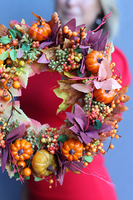 jesienny wianek z dyniami, Hefra, śr.27cm