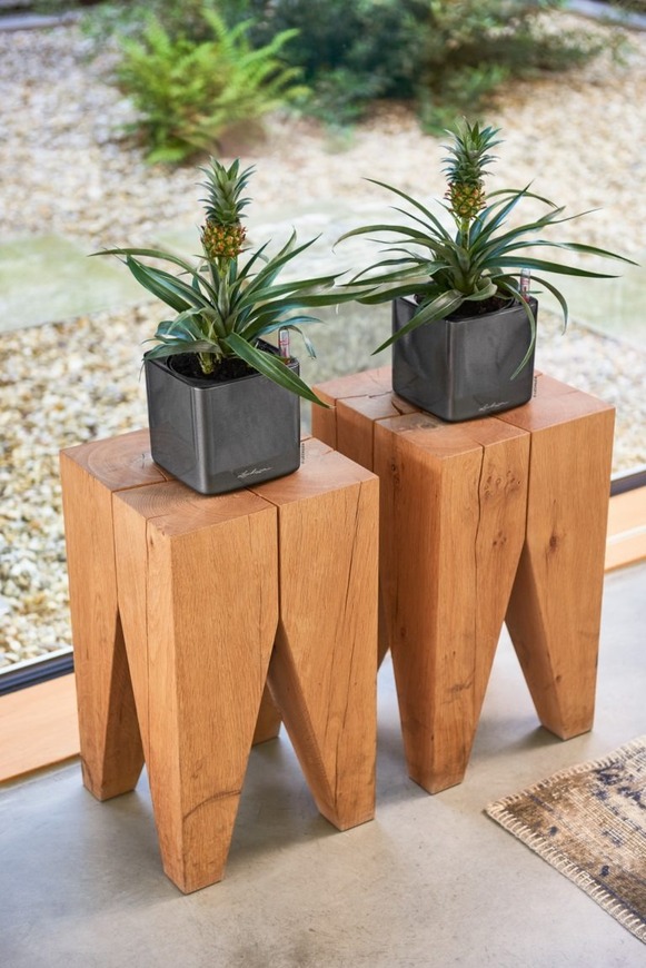 Cube Glossy, elegancka donica z nawadnianiem, antracyt, wym.14x14cm